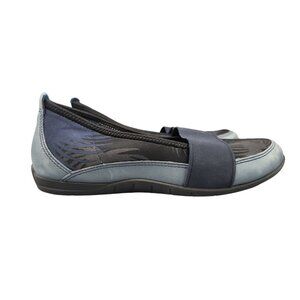 ECCO Bluma Band Womens Denim Blue/Marine Palm Print Ballet Flats Shoes‎ size 6.5